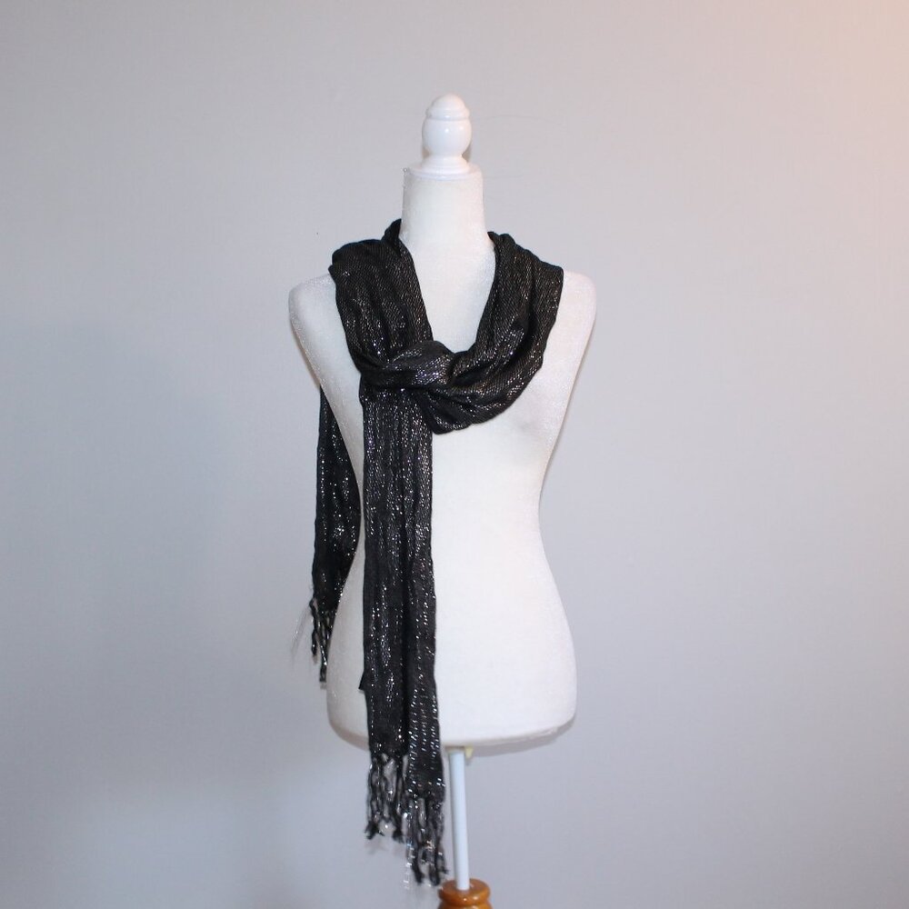 Forever 21 Shimmery Silver and Black Scarf Wrap